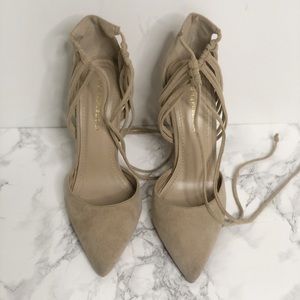 [Like new] Nude tie up pumps